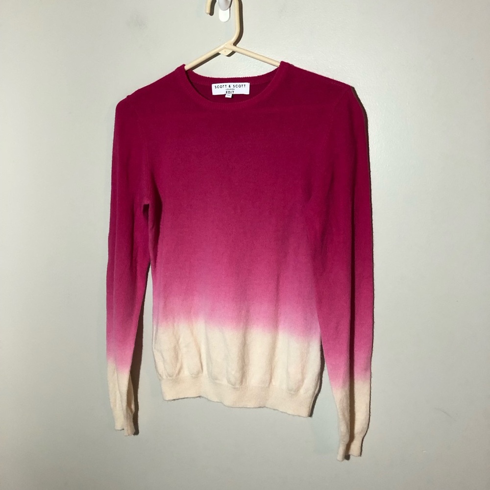 Scott & Scott London edit pink ombré merino wool cashmere blend sweater M
